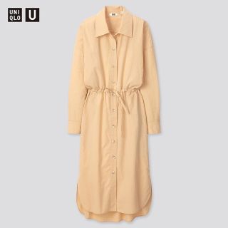 ユニクロ(UNIQLO)の新品 ユニクロ　U　ドローストリングシャツワンピース サイズL(ロングワンピース/マキシワンピース)