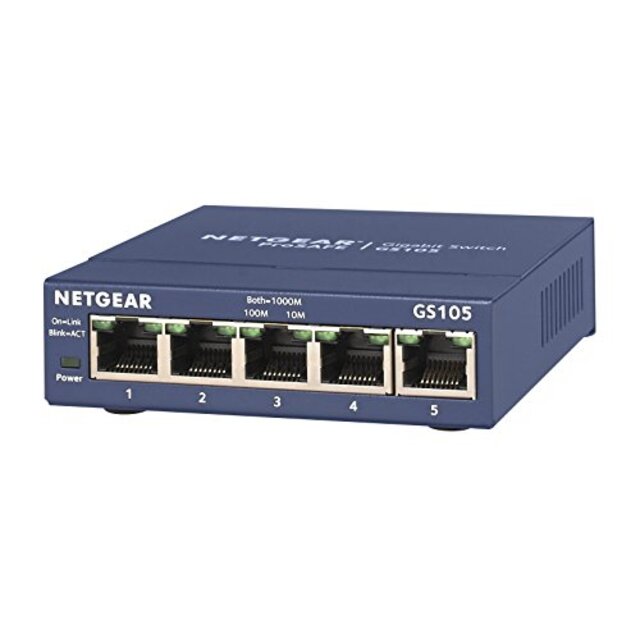 NETGEAR スイッチングハブ ギガビット5ポート/金属シャーシ/設定不要/外部電源/ファンレス静音設計/省エネ/オフィス向け GS105-500JPS