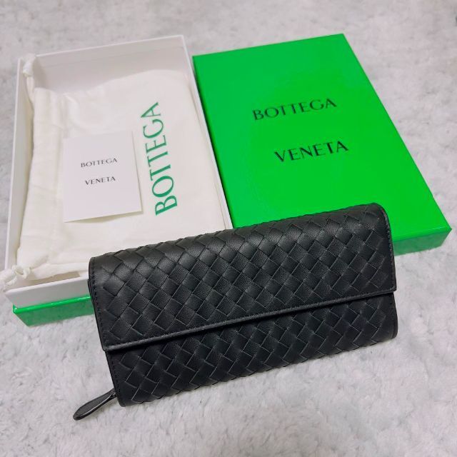 Bottega Veneta - 【新品】ボッテガヴェネタ  小銭入付長財布 イントレチャート　ラムレザー 黒
