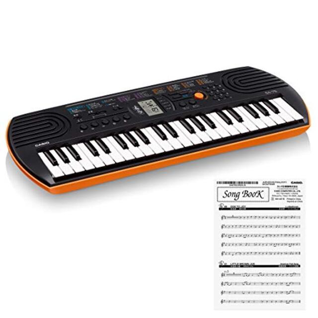 【中古】CASIO 44ミニ鍵盤 電子キーボード SA-76 ブラック&オレンジ wgteh8f 楽器の楽器 その他(その他)の商品写真