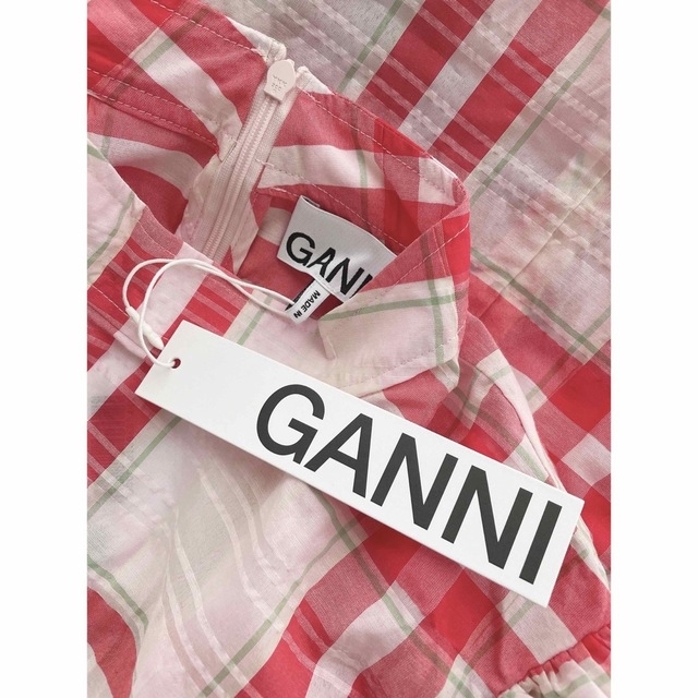 Adam et Rope'(アダムエロぺ)の【新品】GANNI ガニー　ピンク チェック ワンピース レディースのワンピース(ミニワンピース)の商品写真