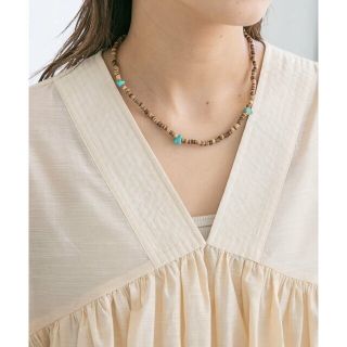 ケービーエフ(KBF)の【BROWN】ターコイズウッドネックレス(ネックレス)