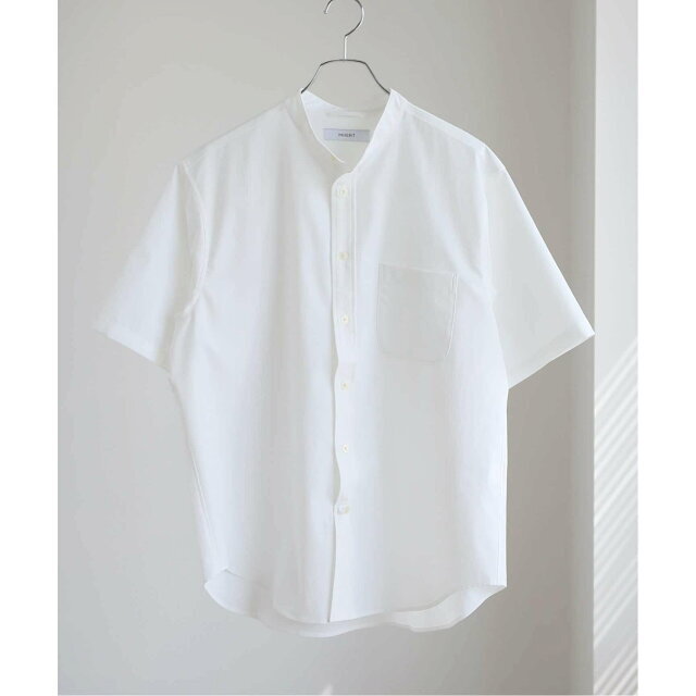 【ホワイト】REGULAR バンドカラー半袖シャツ