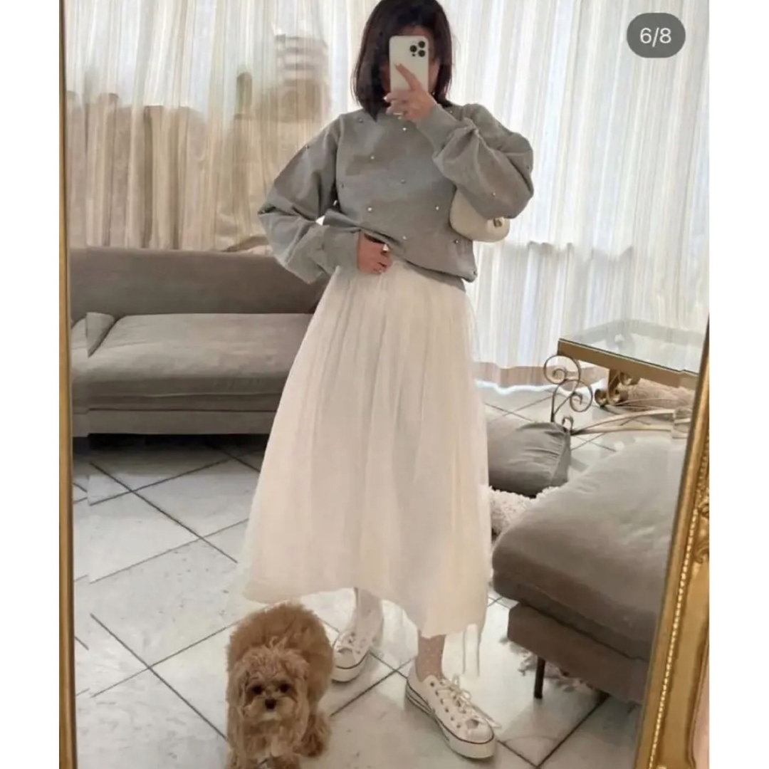 épine(エピヌ)のエピヌ epine dot tulle long skirt ホワイト レディースのスカート(ロングスカート)の商品写真