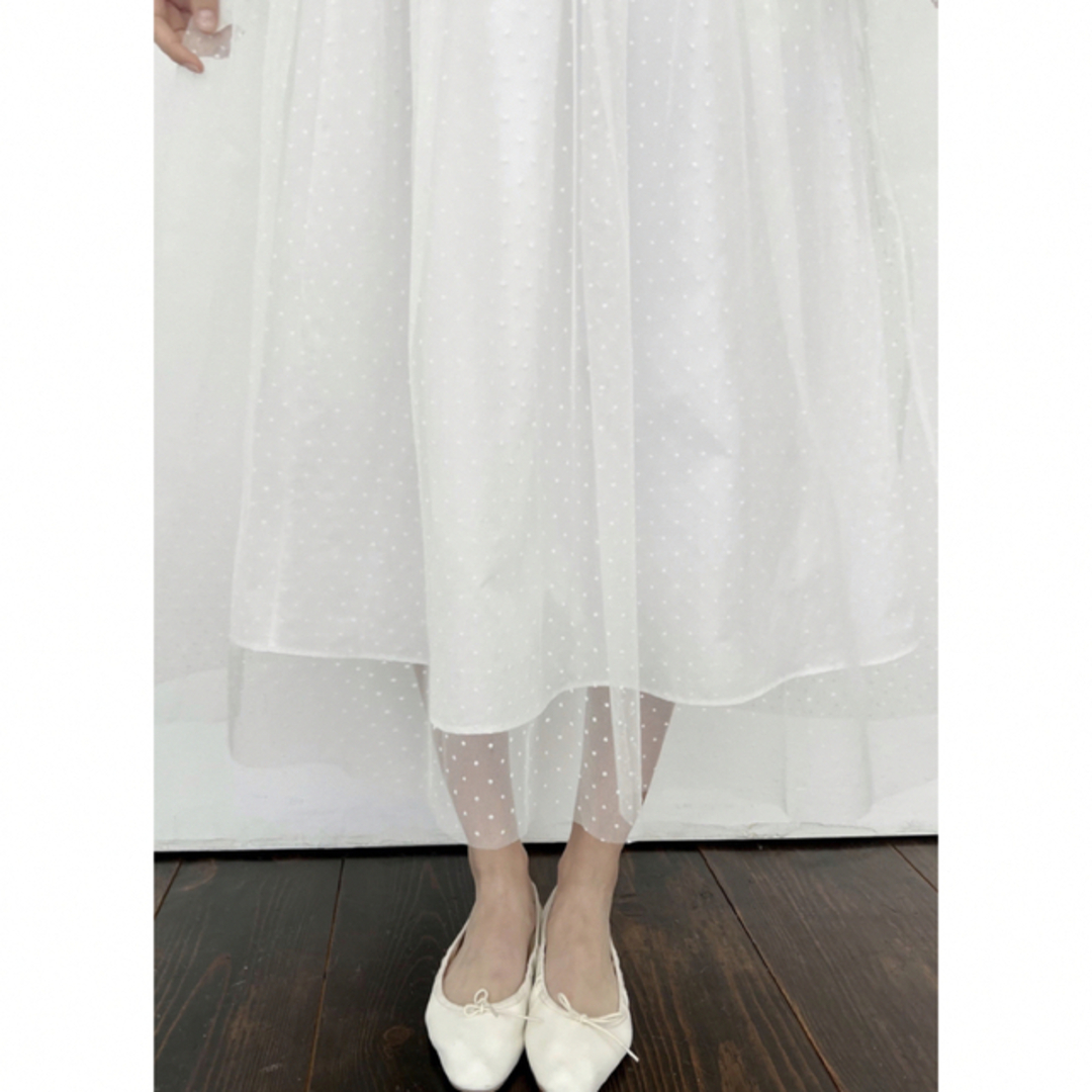 épine(エピヌ)のエピヌ epine dot tulle long skirt ホワイト レディースのスカート(ロングスカート)の商品写真