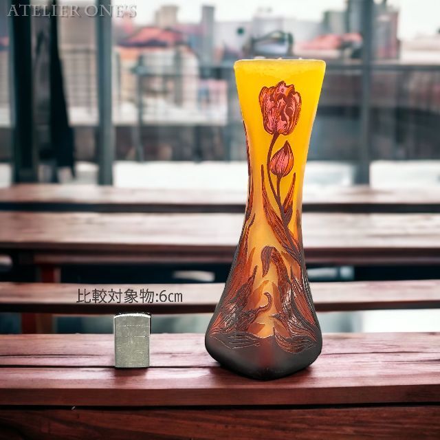 証明書付】高さ31cm 幅13.5cm エミールガレ カメオ彫 アンティーク-