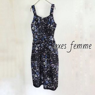 アクシーズファム(axes femme)のaxes femme パッチワークパンジー柄ワンピース Mサイズ /USED(ひざ丈ワンピース)