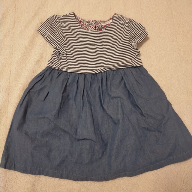 NEXT(ネクスト)の92センチ NEXT ワンピース デニム×ボーダー キッズ/ベビー/マタニティのキッズ服女の子用(90cm~)(ワンピース)の商品写真