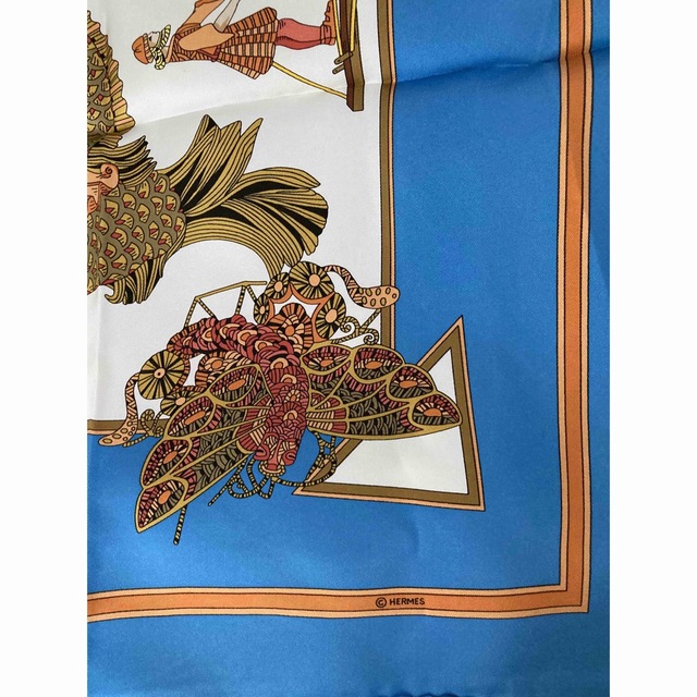 桜瑪瑙 美品 HERMES スカーフ エルメス カレ90 マリオネットの時間