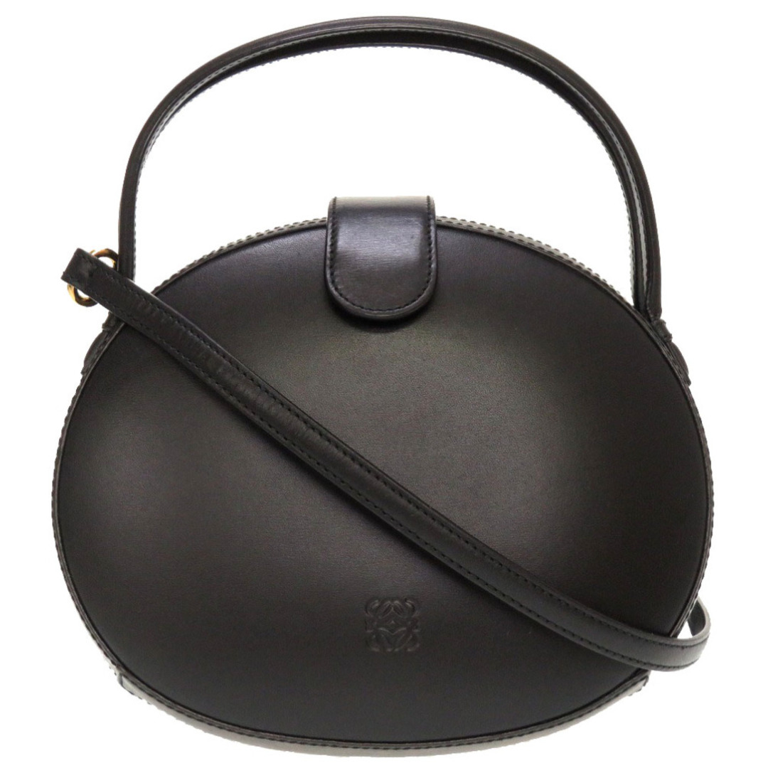 美品 ロエベ 丸型 アナグラム レザー ブラック 2WAY 美品 ロエベ 丸型 アナグラム レザー ブラック 2WAY