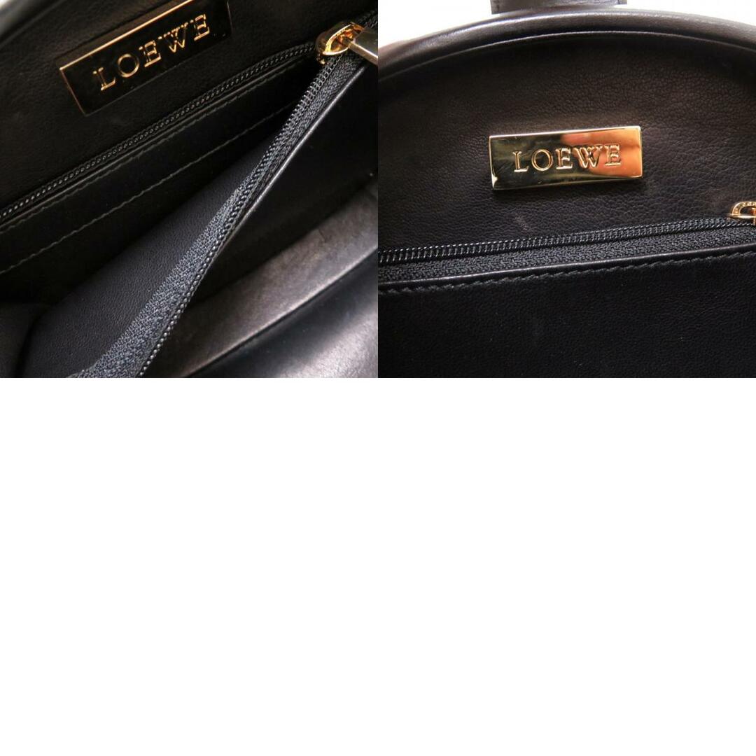 美品 ロエベ 丸型 アナグラム レザー ブラック 2WAY ハンドバッグ バッグ 黒 0010  LOEWE