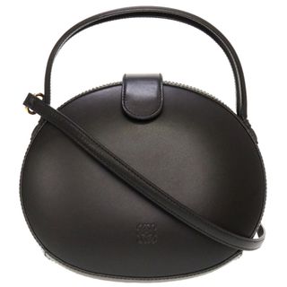 ロエベ(LOEWE)の美品 ロエベ 丸型 アナグラム レザー ブラック 2WAY ハンドバッグ バッグ 黒 0010 【中古】 LOEWE(ハンドバッグ)