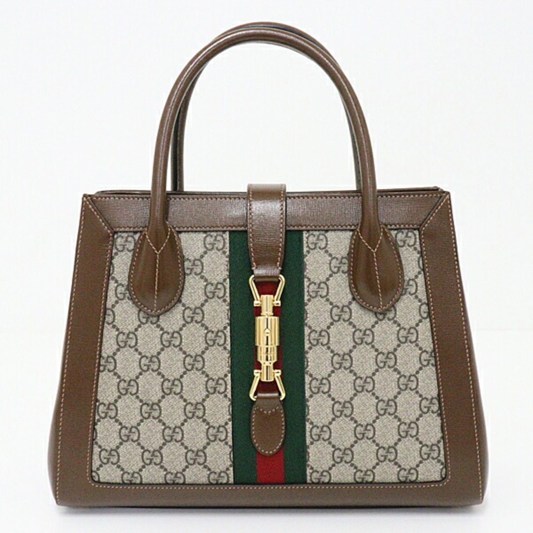 LOUIS VUITTON(ルイヴィトン)のGUCCI グッチ ジャッキー 1961 ミディアム トートバッグ 2WAYバッグ ハンドバッグ ショルダーバッグ GGスプリームキャンバス レザー 649016  ベージュ エボニー ブラウン レッド グリーン ゴールド金具 未使用品 レディースのバッグ(その他)の商品写真