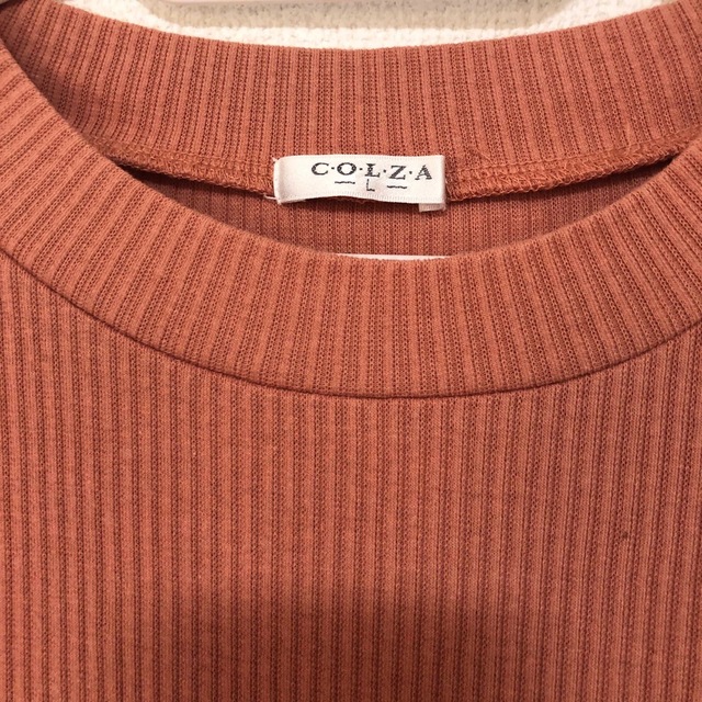 COLZA(コルザ)のハニーズ　コルザ　オレンジ　半袖　シャツ　リブ　夏　　　タイト　きれいめ レディースのトップス(Tシャツ(半袖/袖なし))の商品写真