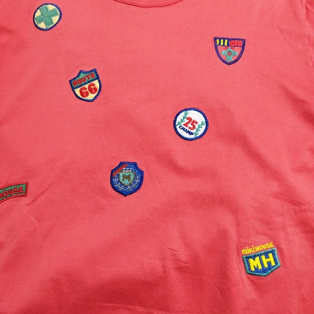 mikihouse(ミキハウス)のmikihouse ミキハウス 刺繍ロゴ ワッペン Tシャツ 赤 ユニセックス メンズのトップス(Tシャツ/カットソー(半袖/袖なし))の商品写真