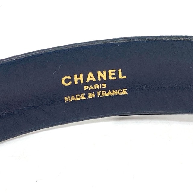 CHANEL(シャネル)のシャネル CHANEL ライオン バックル ヴィンテージ 革ベルト ベルト レザー ネイビー レディースのファッション小物(ベルト)の商品写真