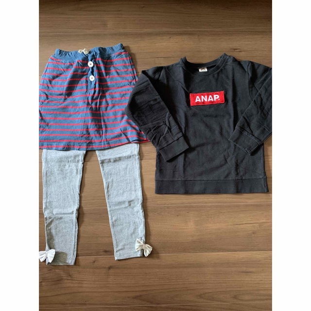 ANAP Kids(アナップキッズ)の女の子130cm 3点セット キッズ/ベビー/マタニティのキッズ服女の子用(90cm~)(Tシャツ/カットソー)の商品写真