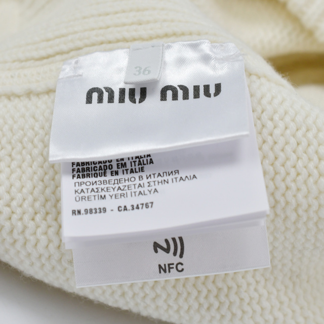 miumiu(ミュウミュウ)のmiumiu ミュウミュウ 22AW カシミヤニットプルオーバーパーカー フーディ ホワイト レディース レディースのジャケット/アウター(その他)の商品写真