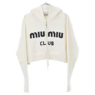 ミュウミュウ(miumiu)のmiumiu ミュウミュウ 22AW カシミヤニットプルオーバーパーカー フーディ ホワイト レディース(その他)