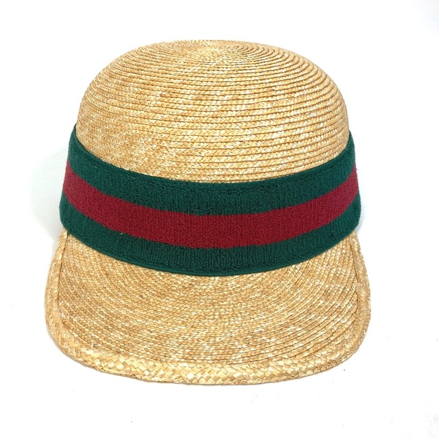 グッチ GUCCI シェリーライン 576249 ラフィア ストローキャップ 帽子