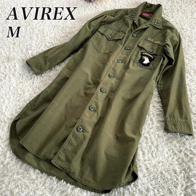 AVIREX ミリタリー シャツ ワンピース M カーキ U.S ARMY | フリマアプリ ラクマ