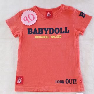 ベビードール(BABYDOLL)の90☆BABYDOLL☆半袖プリントTシャツ☆オレンジ☆バックプリント☆ベビド(Tシャツ/カットソー)