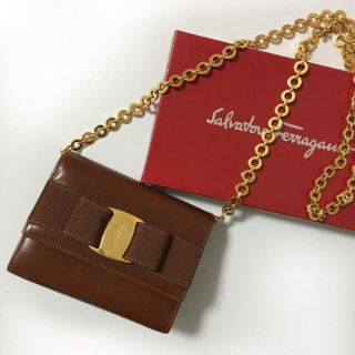 サルヴァトーレフェラガモ(Salvatore Ferragamo)のレア♡フェラガモ♡ヴァラリボン♡レザーチェーンショルダー(ショルダーバッグ)