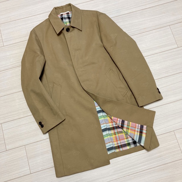 新品同□KOE THOM BROWNE□DUCK ダック柄 バルカラーコート L 【通販