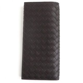 ボッテガヴェネタ(Bottega Veneta)の極美品□BOTTEGA VENETA/ボッテガヴェネタ 120697 イントレチャート 二つ折り レザーロングウォレット/長財布/札入れ ダークブラウン 伊製(長財布)