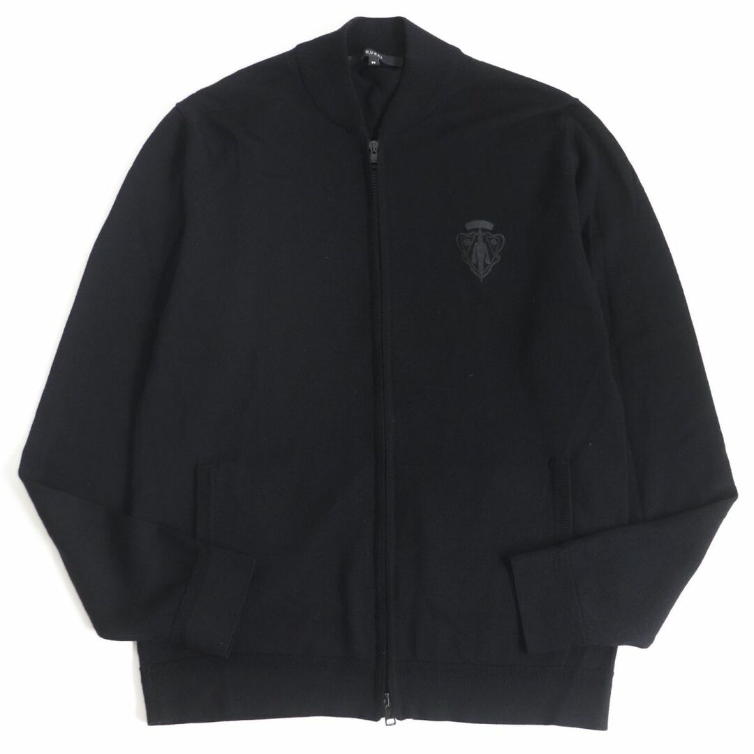 美品□GUCCI/グッチ クレスト エンブレムロゴ ウール100% WZIP 薄手 長袖 ニットブルゾンジャケット ブラック M イタリア製 正規品 メンズ | フリマアプリ ラクマ