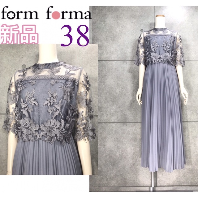 form forma - 新品未使用 刺繍&プリーツ 華やか袖付きロングドレスの