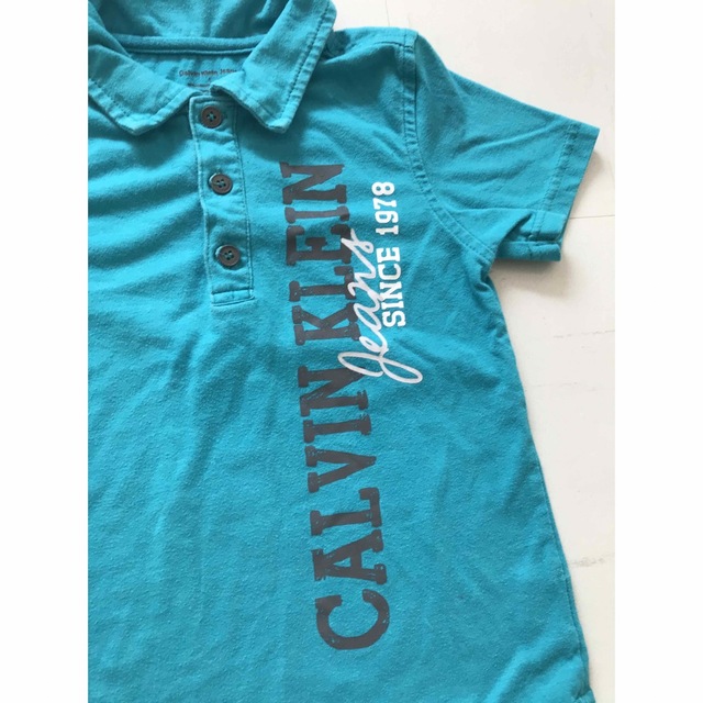 Calvin Klein(カルバンクライン)のキッズ　カルバン クライン　半袖ポロシャツ　Tシャツ　ターコイズ　110cm キッズ/ベビー/マタニティのキッズ服男の子用(90cm~)(Tシャツ/カットソー)の商品写真