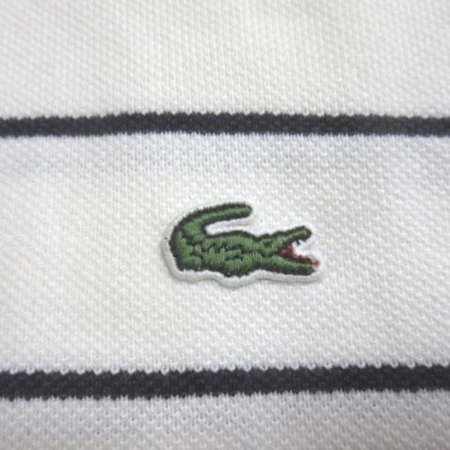 LACOSTE(ラコステ)のラコステ ポロシャツ 長袖 ボーダー 白 黒 ワンポイント 3 M ホワイト メンズのトップス(ポロシャツ)の商品写真