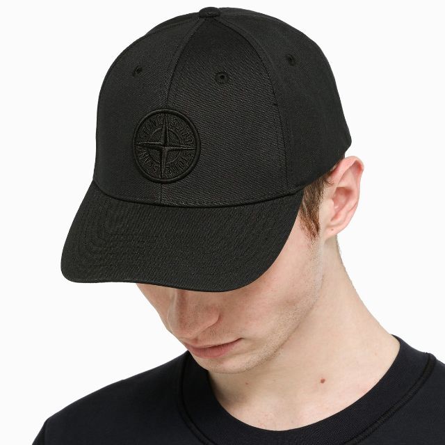 3 STONE ISLAND ブラックベースボールキャップ 男女兼用 sizeL | www