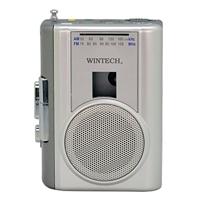 WINTECH テープレコーダー 外部マイク付属/カセット再生・録音対応/AMFMラジオ機能付/FMワイドバンド対応  シルバー PCT-02RM w17b8b5