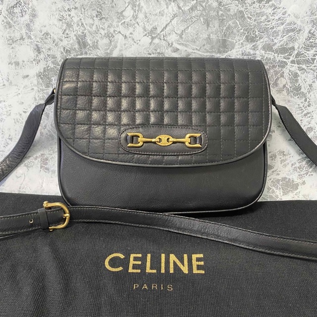 CELINE セリーヌ レザー ショルダーバッグ トリオンフロゴ マカダム金具