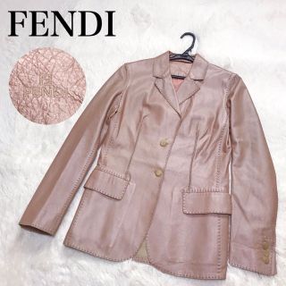 フェンディ(FENDI)の激レア 定価30万超 FENDI ヴィンテージ レザージャケット ピンク (ライダースジャケット)