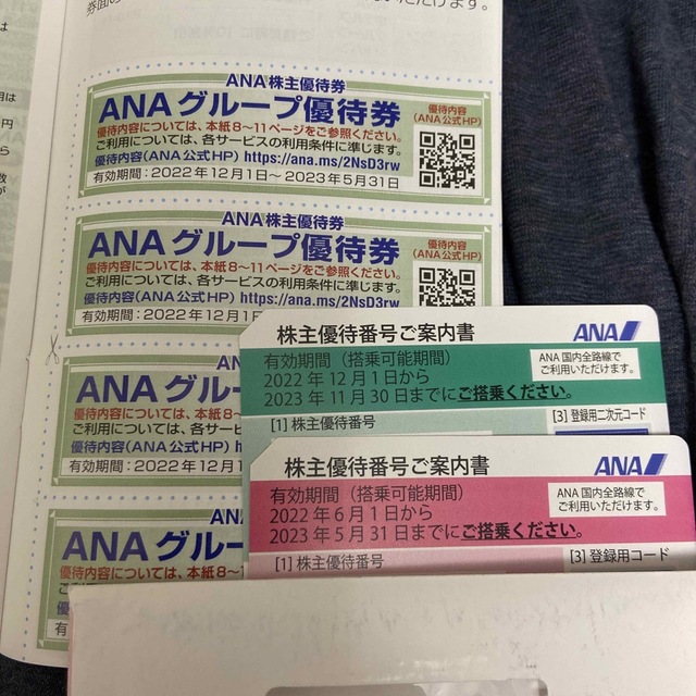 JAL(日本航空)(ジャル(ニホンコウクウ))のANA 株主優待　 2枚セット チケットの優待券/割引券(その他)の商品写真