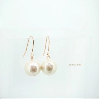 ピンクゴールド》10mm♡一粒コットンパールピアス(キスカ)(ピアス)