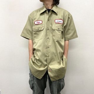 ディッキーズ(Dickies)のUS古着 ディッキーズ Dickies ワークシャツ 半袖 ワッペン サイズ：メンズ L ベージュ【中古】(シャツ)