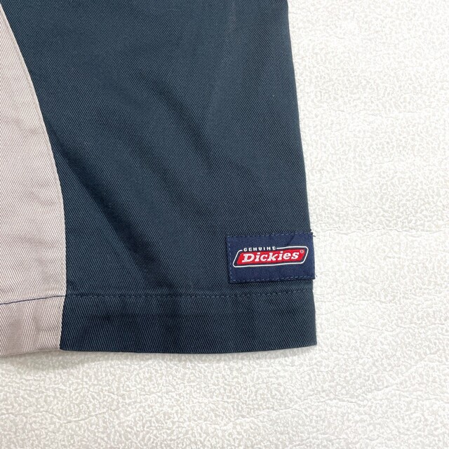 Dickies(ディッキーズ)のUS古着 ディッキーズ Dickies ワークシャツ 半袖 ワッペン ツートーン サイズ：メンズ L ブラック×ライトグレー系【中古】 メンズのトップス(シャツ)の商品写真