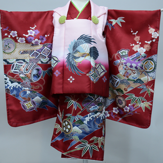 七五三 三歳 男児 被布着物フルセット 日本製 陽気な天使 祝着 NO38627(和服/着物)