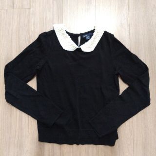 ギャップキッズ(GAP Kids)のGapKids 150（12-13years）スパンコール襟付き黒カットソー(Tシャツ/カットソー)