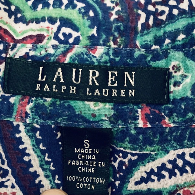 Ralph Lauren(ラルフローレン)の美品☆ローレンラルフローレン　ペイズリー柄コットンシャツ　個性的　希少 レディースのトップス(シャツ/ブラウス(長袖/七分))の商品写真