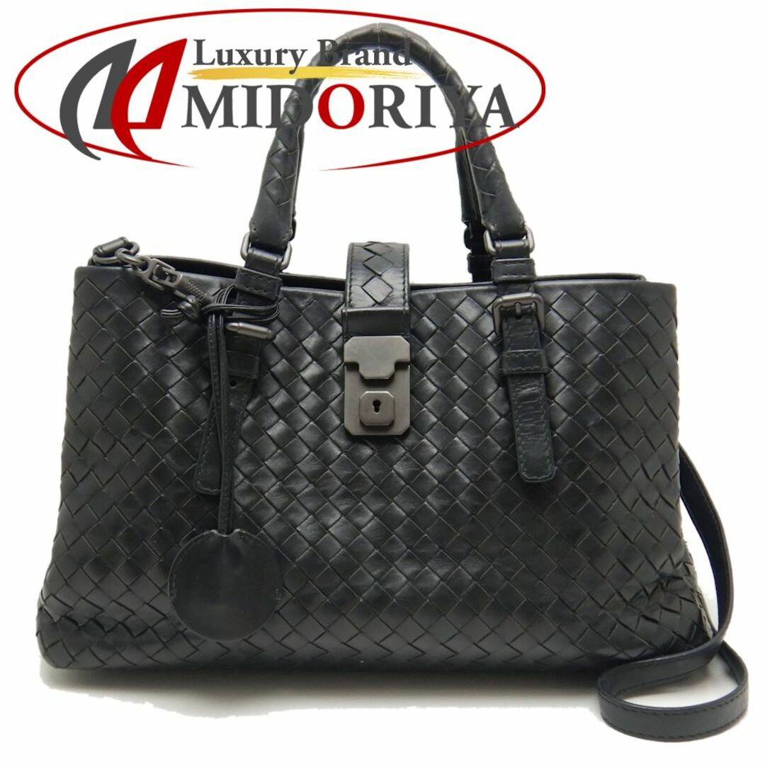 BOTTEGAVENETA ボッテガヴェネタ スモールローマバッグ 337303 ハンドバッグ イントレチャート 2WAY カーフ ブラック/250405