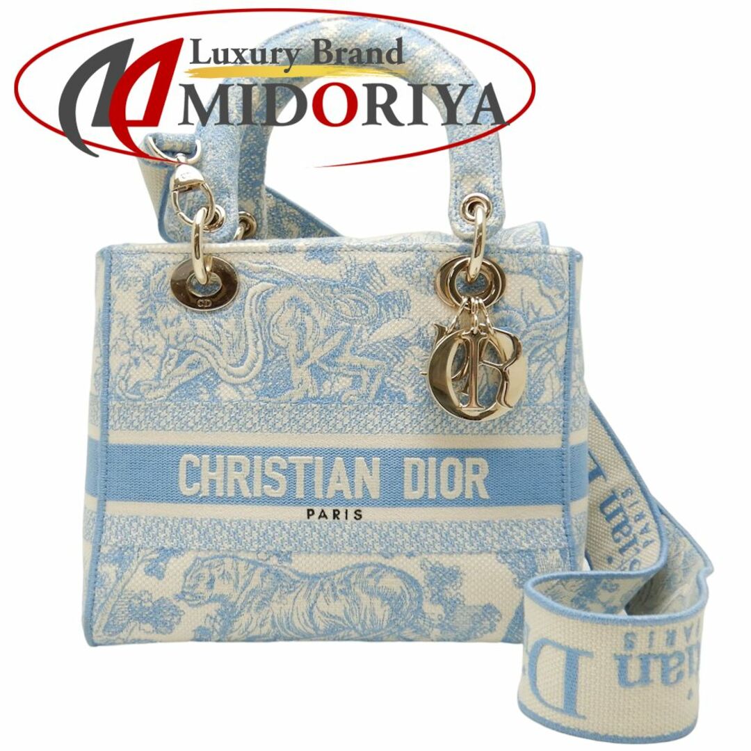 50-MA-0291付属品Christian Dior クリスチャンディオール レディDライトミディアムバッグ M0565ORGO ハンドバッグ トワルドゥジュイエンブロイダリー キャンバス ライトブルー/250421