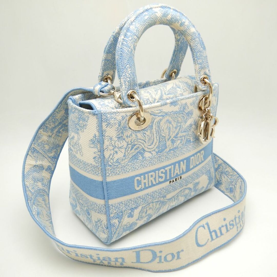 Christian Dior クリスチャンディオール レディDライトミディアムバッグ M0565ORGO ハンドバッグ トワルドゥジュイエンブロイダリー キャンバス ライトブルー/250421