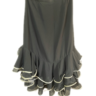 スカート　裾オーガンジー フリルスカート　LLサイズ　ロングスカート(ロングスカート)