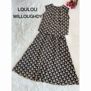 ルルウィルビー(LOULOU WILLOUGHBY)の美品☆ LOULOU WILLOUGHDY 幾何フラワーセットアップ(ロングスカート)