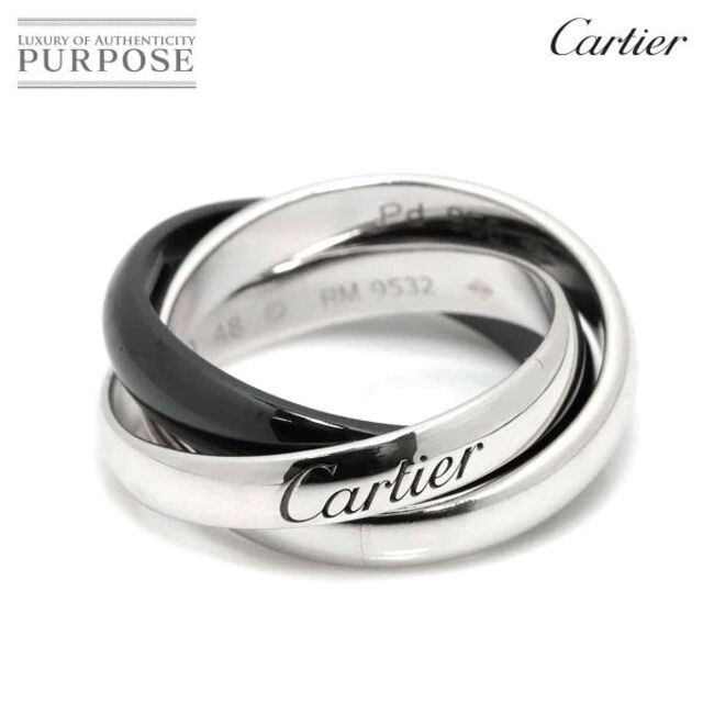 カルティエ Cartier トリニティ MM #48 リング 3連 セラミック K18 WG
